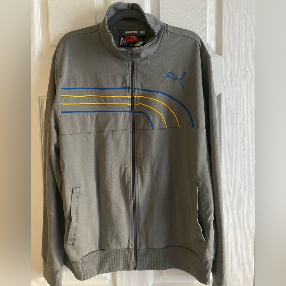 Men's Puma Gray Lightweight‎ Jacket - Great for casual or gym attire.